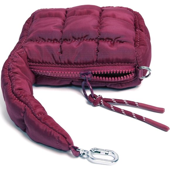 Women's Red Mini Cute Quilted Wristlet Charm Gift Pouch Puffer Evening Bag - Picture 4 of 7